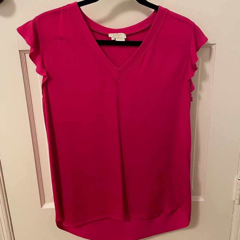 Kate Spade Magenta V Neck Blouse